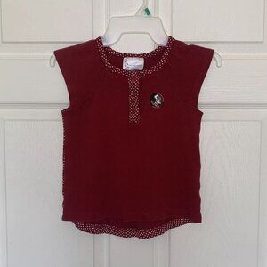 Florida State Seminoles Girls 4T Top Logo Polka Dot Burgundy